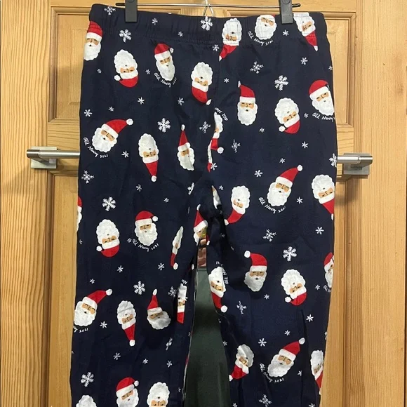 Old Navy Men’s Pajama Bottoms Flannel Navy with Santa Print Sz L - Picture 5 of 6